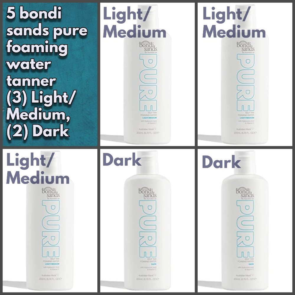 5 bottles of BONDI SANDS 3 light medium 2 DARK, PURE self tan foaming water